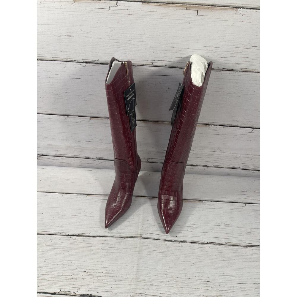 Naturalizer Emily Boots Womens Size 8W Cranberry Red Leather Knee High Stiletto - Picture 4 of 16